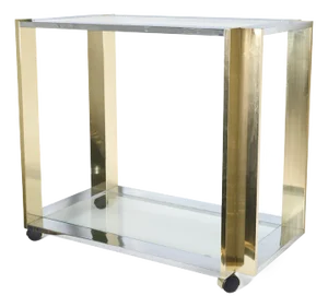 1970s Romeo Rega Chrome and Brass Bar Cart