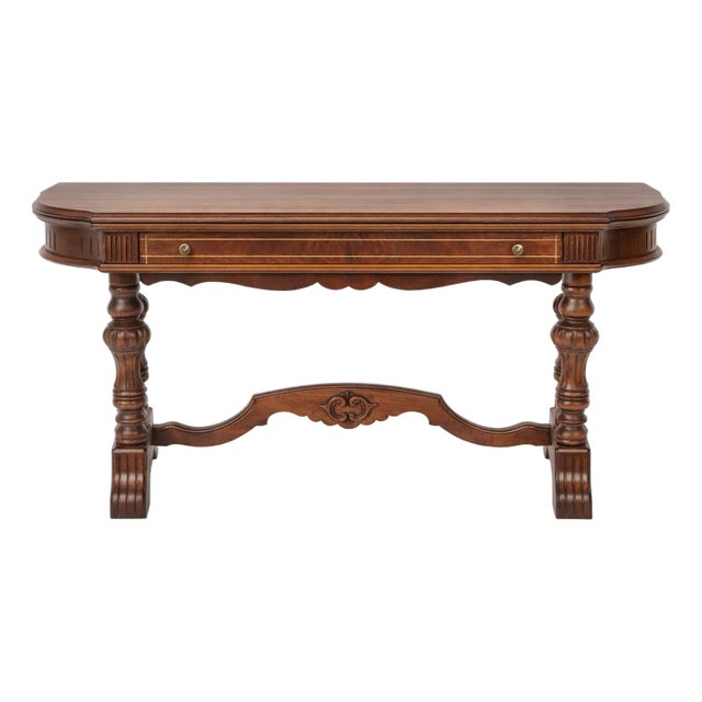 1920s American Spanish Revival Console Table / Library or Sofa Table Expandable For Sale
