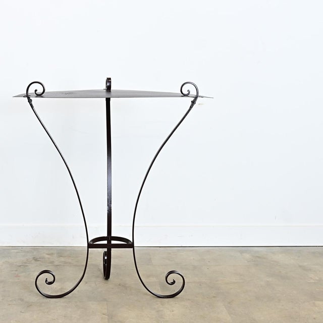 Early 20th Century French Wrought Iron Demilune Console in New Powder-coat For Sale In Baton Rouge - Image 6 of 11