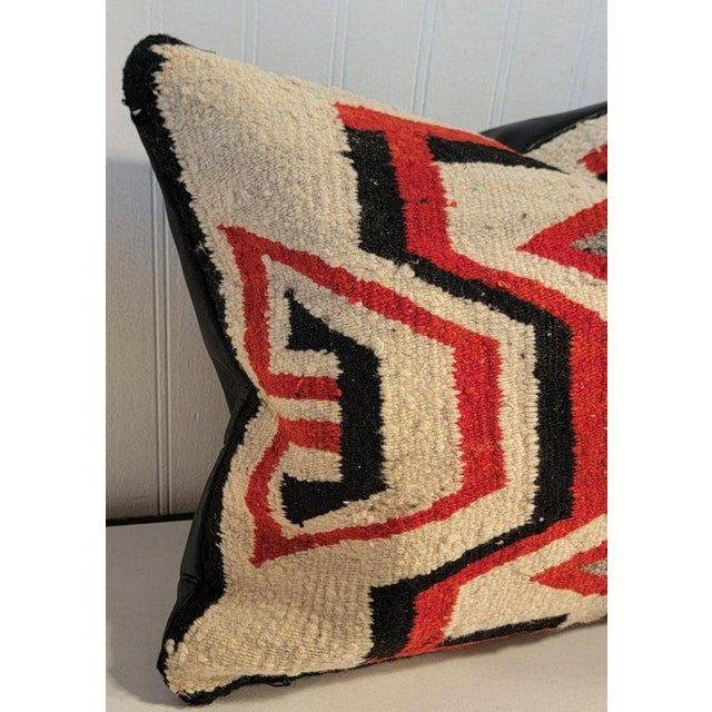 Rustic 1930s Weaving Pillow W/ Leather Backing For Sale - Image 3 of 5