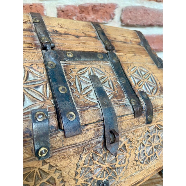 Brown Antique Indian Dowry Chest, 1800s For Sale - Image 8 of 12