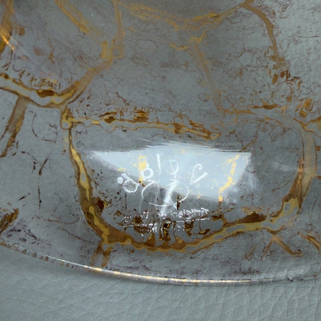 Double Artistic Glass Vase in Amber with Gold Leaf Crackle from Velab Artigiani del Vetro, 1970s For Sale - Image 9 of 11