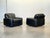 Piumotto Armchairs in Black Leather by Arrigo Arrigoni for Busnelli, 1970s, Set of 2 For Sale - Image 4 of 15