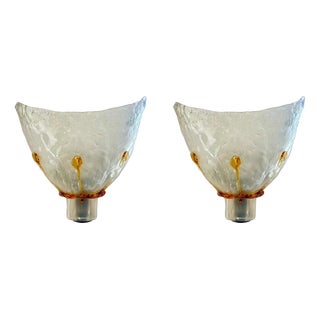 Murano Glass Wall Lights from Mazzega, Italy, 1970, Set of 2 For Sale