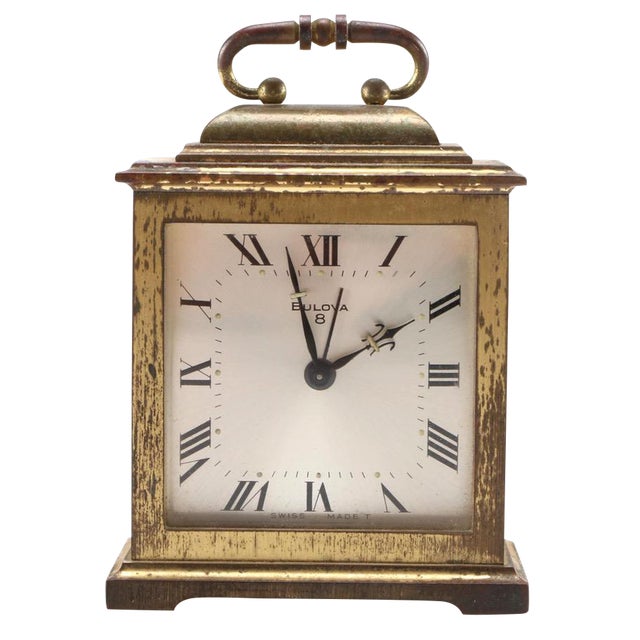 Vintage Bulova Brass 8 Day Alarm Clock Chairish