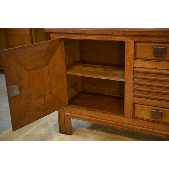 Brown Oak and Wrought Iron Buffet by Charles Dudouyt, 1940s For Sale - Image 8 of 11