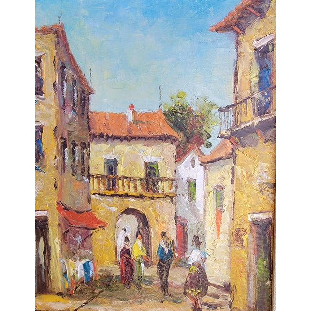 Wood European Street Scene Street Paintings - A Pair For Sale - Image 7 of 16