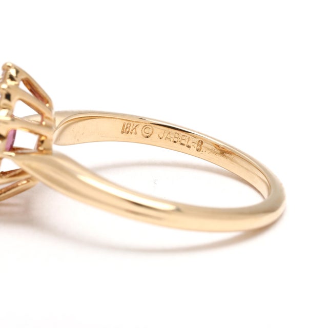 Jabel .95ctw Pink Tourmaline & Diamond Ring, 18k Yellow Gold, Ring Size 5 For Sale In Greensboro - Image 6 of 6