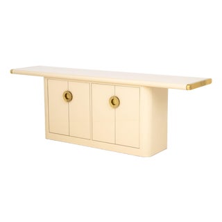 Asian Modern Style Beige & Gold-Tone Sideboard For Sale