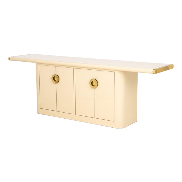 Asian Modern Style Beige & Gold-Tone Sideboard For Sale