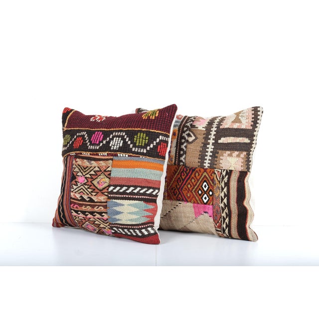 Mid-Century Modern Turkish Kilim Pillow Cover - a Pair For Sale - Image 3 of 4