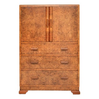 Art Deco Burr Walnut Tallboy, 1930s For Sale