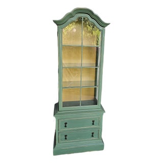 Green MCM Curio Cabinet, Display Cabinet Boho Style, 1950's #1 For Sale
