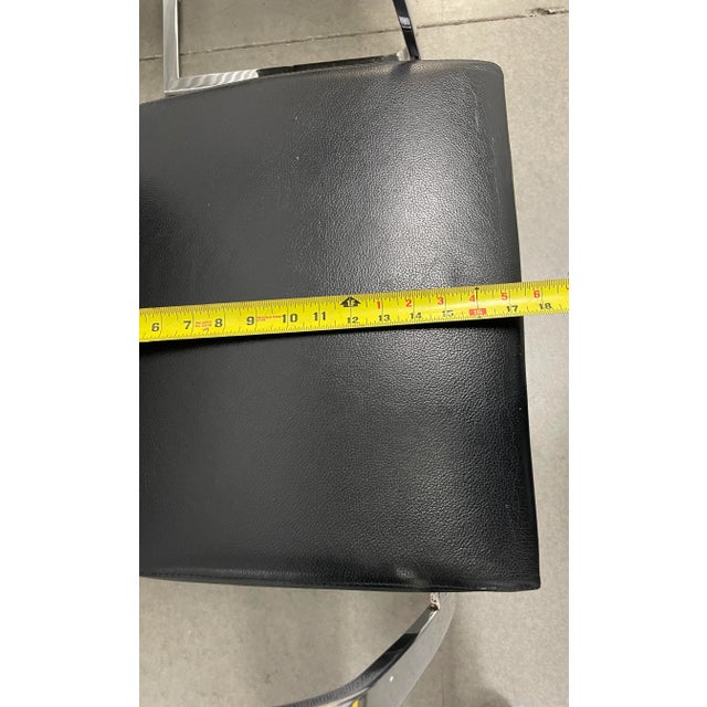 MCM Postmodern Maurice Villency Leather & Chrome Steel Dining Side Armchairs - Set of 4 For Sale - Image 11 of 12