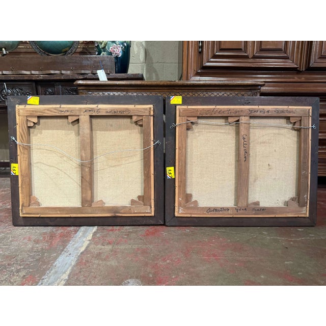 Pair of 19th Century French Pastoral Oil Paintings in Blackened Frames For Sale - Image 10 of 11