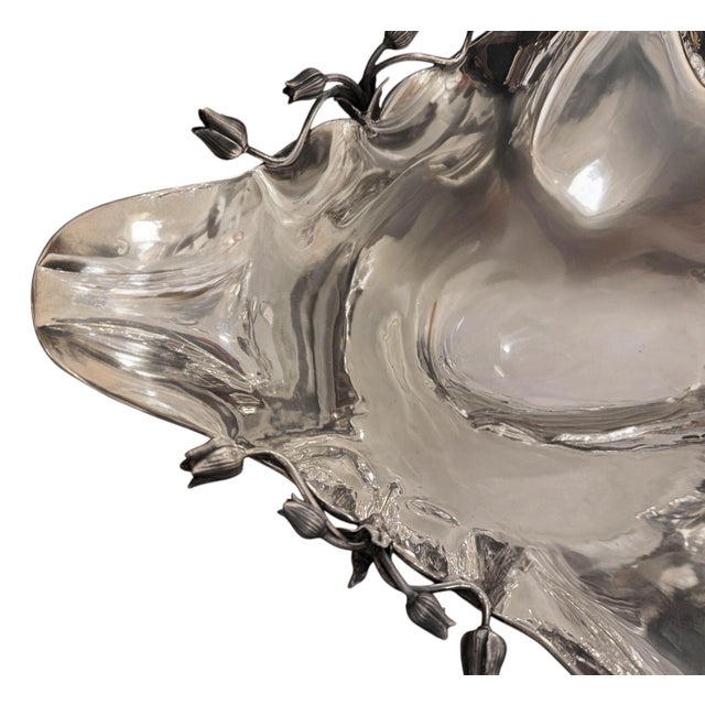 Modern Pair of Damar 925 Sterling Silver Floral Centerpiece Bowls, 20th Century. For Sale - Image 3 of 8