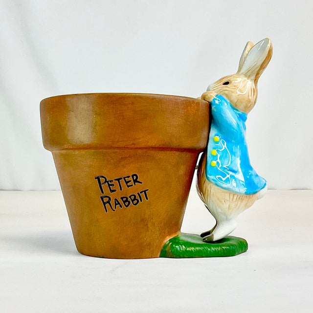 Ceramic 2000s Vintage Boho Chic English Peter Rabbit Planter For Sale - Image 7 of 10