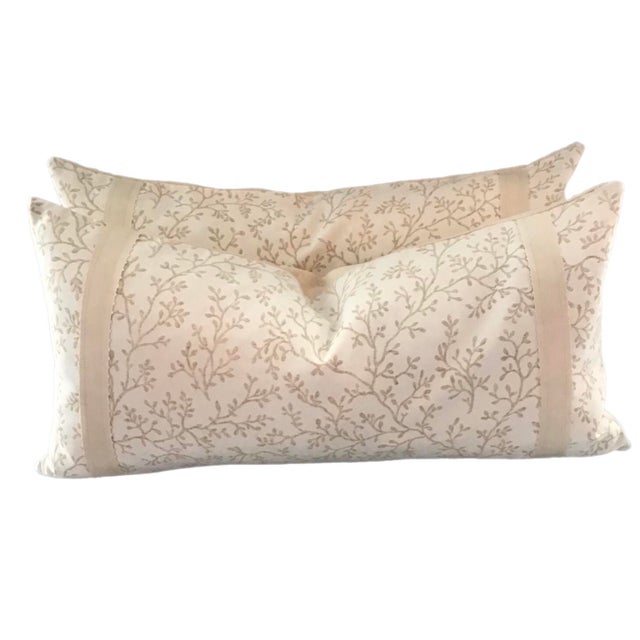 The House of Scalamandre Scalamandre Lumbar Pillow Covers With Old World Weavers Linen Velvet Backing 12 X 26 Wide For Sale - Image 4 of 4