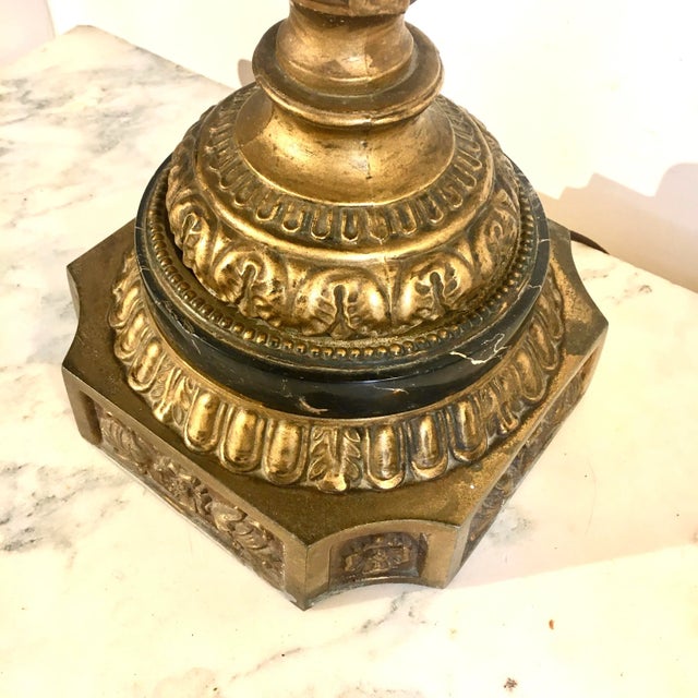 Baroque Grand Baroque Girandole Brass + Marble 4 Arm Table Lamp For Sale - Image 3 of 10