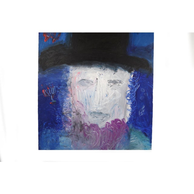 Abstract Expressionist Painting of a Jewish Man by Virginia Cohn Parkum For Sale - Image 4 of 7