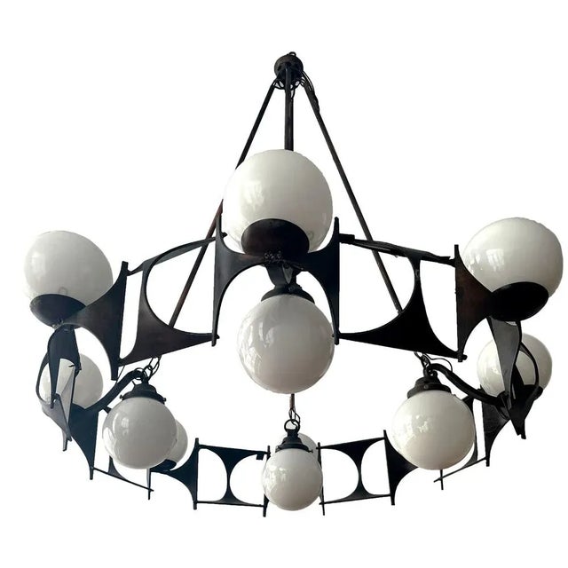 Mid-Century Modern Brutalist Style Chandelier, 1950s For Sale - Image 3 of 11
