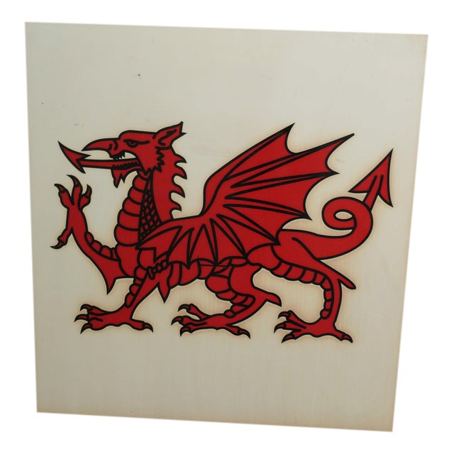 Wooden Framed Hanging Pub Red Dragon Sign For Sale