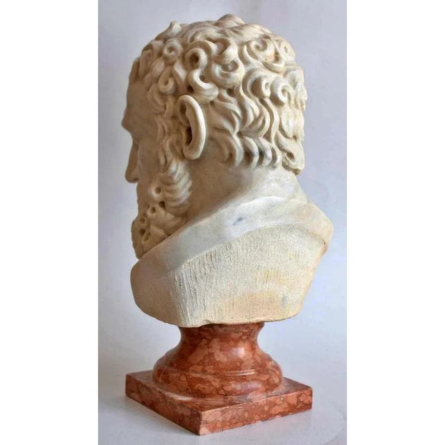 Baroque Italian Sculpture Ercole Head in Marble For Sale - Image 3 of 7