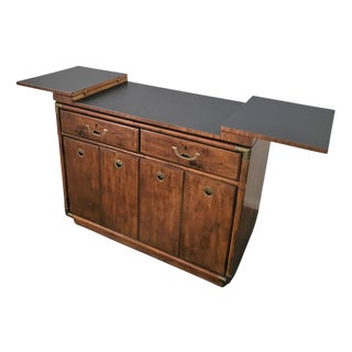 Vintage Drexel Accolade Campaign Server Dry Bar on Casters, 1980s For Sale