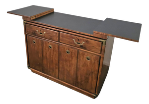Vintage Drexel Accolade Campaign Server Dry Bar on Casters, 1980s