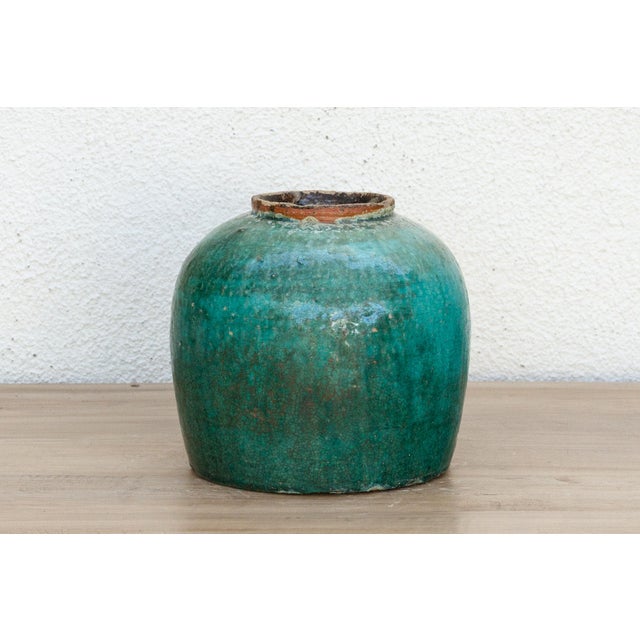 1950s Green Lagoon Glazed Vase For Sale - Image 5 of 8