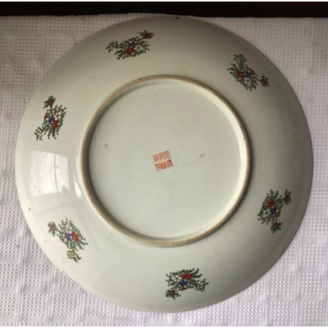 Ceramic Antique Chinese Rose Medallion Platter Bowl – Palace Size 18” Wide, Marked For Sale - Image 7 of 11