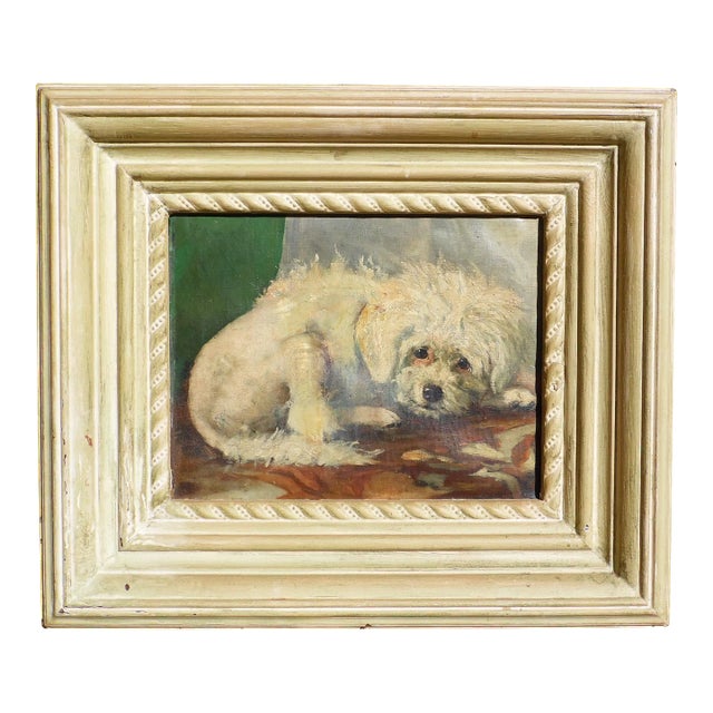 Vintage Painting Oil on Canvas Dog Portrait Framed O/C For Sale