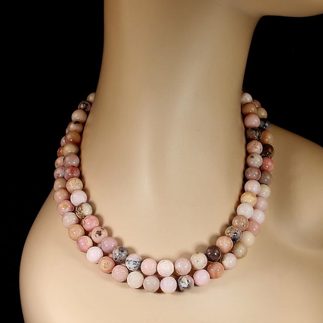 This 18‑inch two‑strand Pink Peruvian Opal necklace brings a soft, romantic elegance that feels perfect for springtime...