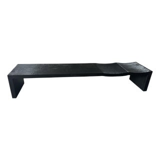 Andrianna Shamaris Impressive Minimalist Charred Wave Bench For Sale