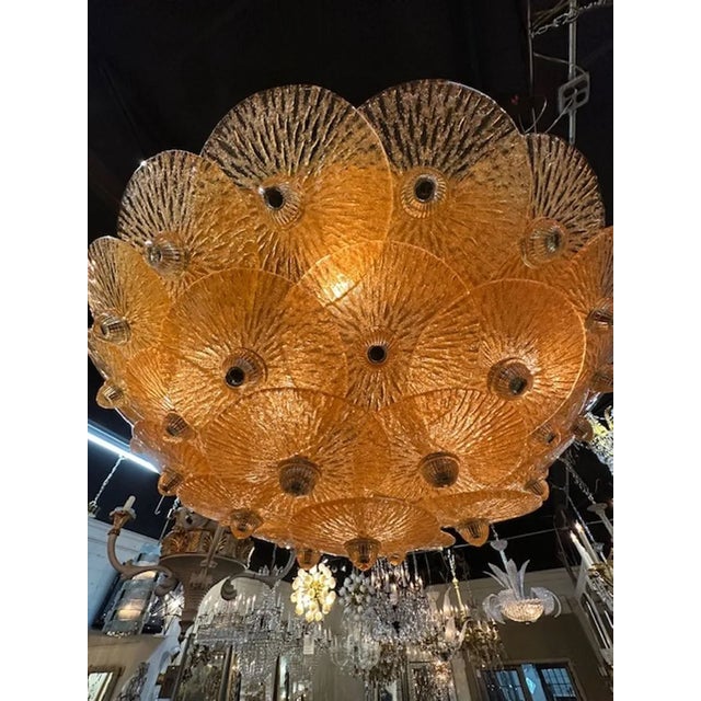 Murano Amber Disc Flush Mount For Sale - Image 4 of 5