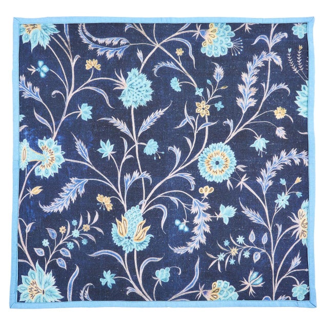 Blue Mughal Poppy Dinner Napkins, Set of 4 For Sale - Image 8 of 11