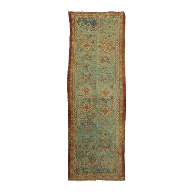 Antique Persian Sultanabad Fragment Runner With Floral Medallions For Sale