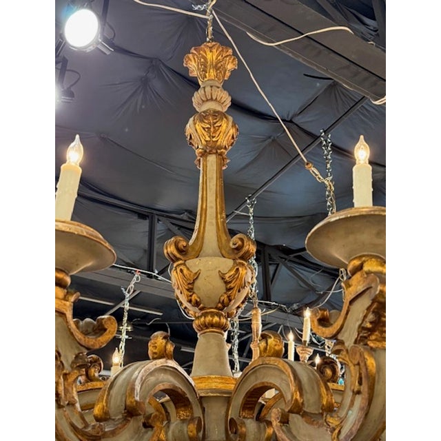 Traditional French 19th Century Gilt Wood Chandelier For Sale - Image 3 of 6