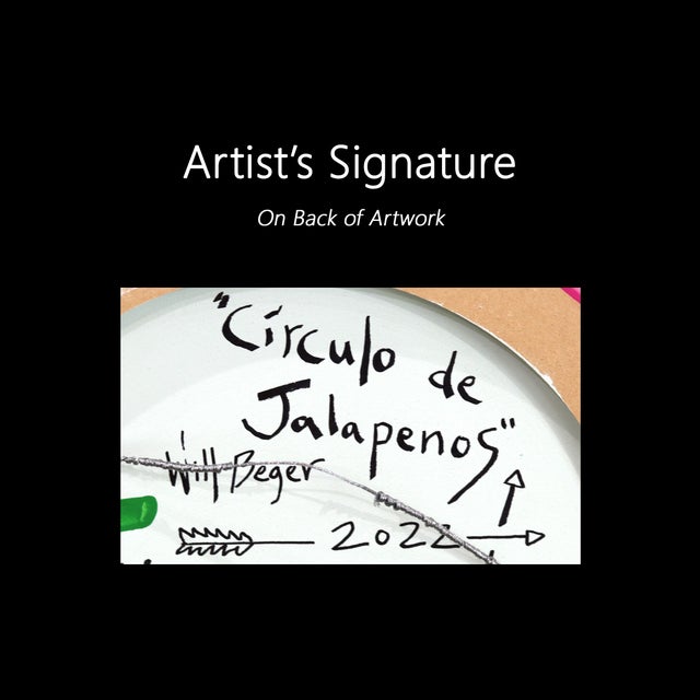 Circulo De Jalapenos - Original Vibrant Abstract Still Life Acrylic Painting on Panel by Will Beger For Sale - Image 9 of 9