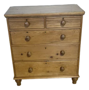Antique Pine Two Over Three Drawers - Chest of Drawers From England