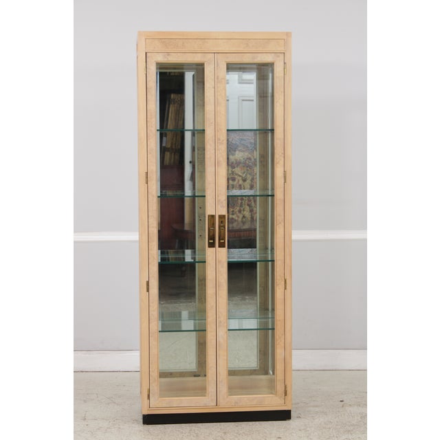 Campaign Drexel Heritage Burl Ash Campaign Curio Cabinet For Sale - Image 3 of 14