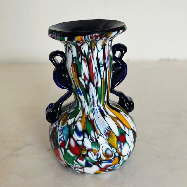 Fratelli Toso Mid-Century Mouth Blown Glass Vase With Delicate Handles by Fratelli Toso For Sale - Image 4 of 7
