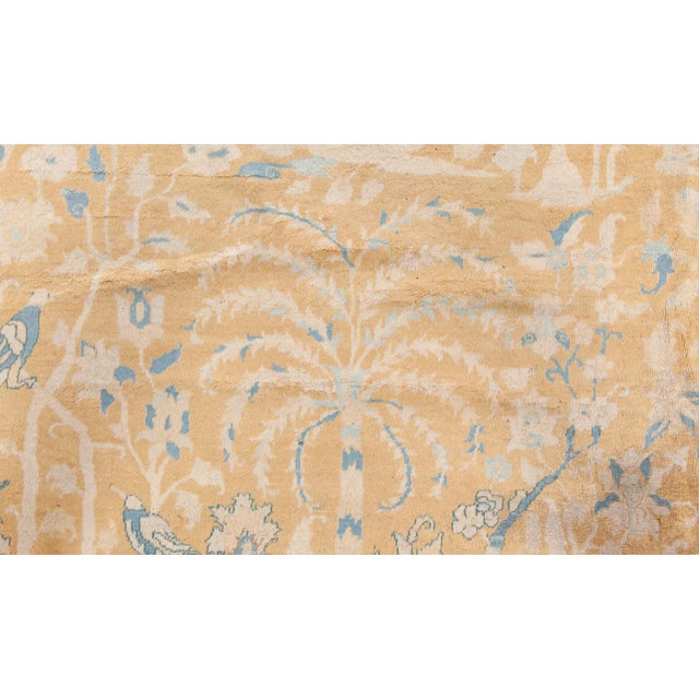 Authentic Indian Animal Design, Orange, Handmade Wool Carpet For Sale - Image 11 of 11