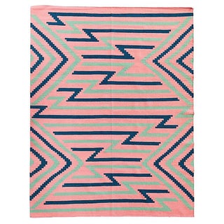 Flamingo Flatweave Southwestern Motif Rug 8' x 10' For Sale