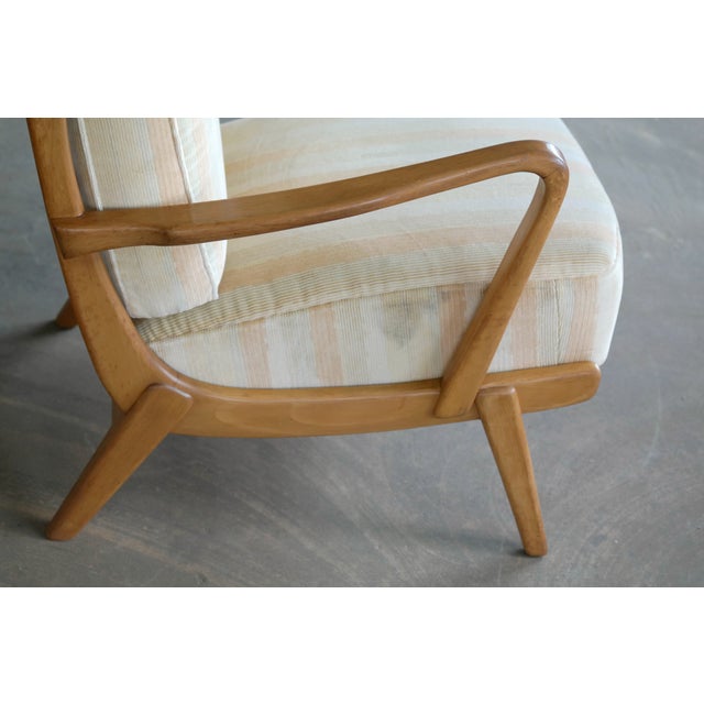 Danish Midcentury Wingback Lounge Chair With Exposed Sides For Sale - Image 12 of 13