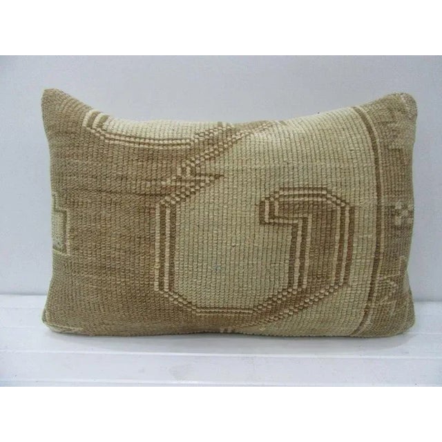 Turkish Handmade Beige & Brown Pillow - 24ʺW × 16ʺH For Sale - Image 4 of 4