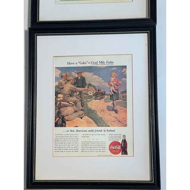 4 Vintage advertising posters for CocacCols and one Chesterfield. Retro graphics.