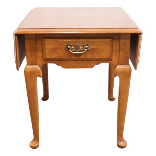 Ethan Allen Heirloom Nutmeg Maple Colonial Early American 33" Drop Leaf Accent End Table 10-8034 For Sale
