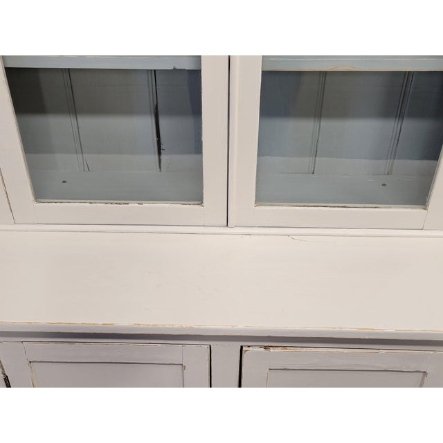 Antique English Country Painted Two Piece China Curio Cabinet For Sale In Denver - Image 6 of 17
