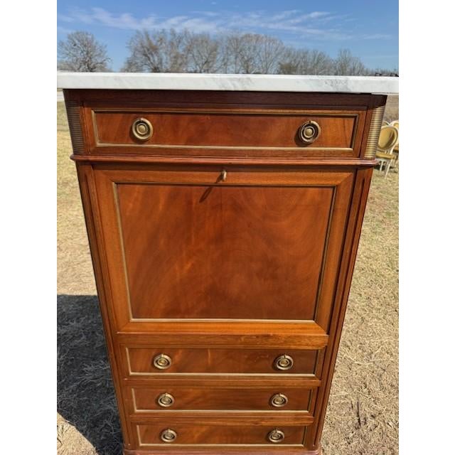 19th Century French Louis XVI Secretary Desk Carrara Marble Top For Sale - Image 12 of 18